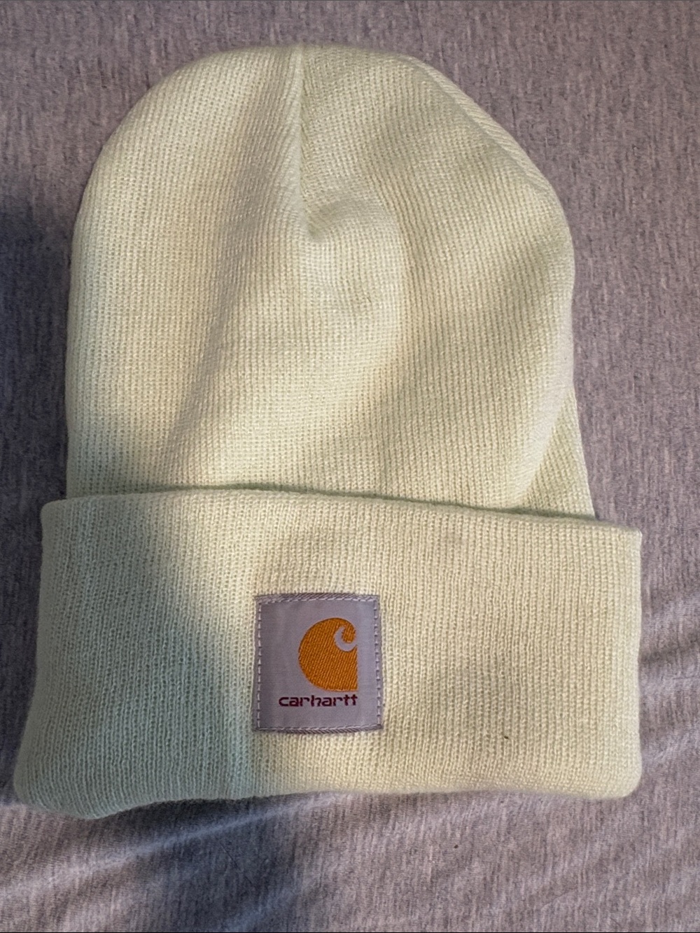 Carhartt Mint Green Cuffed Knit Beanie with Logo Patch